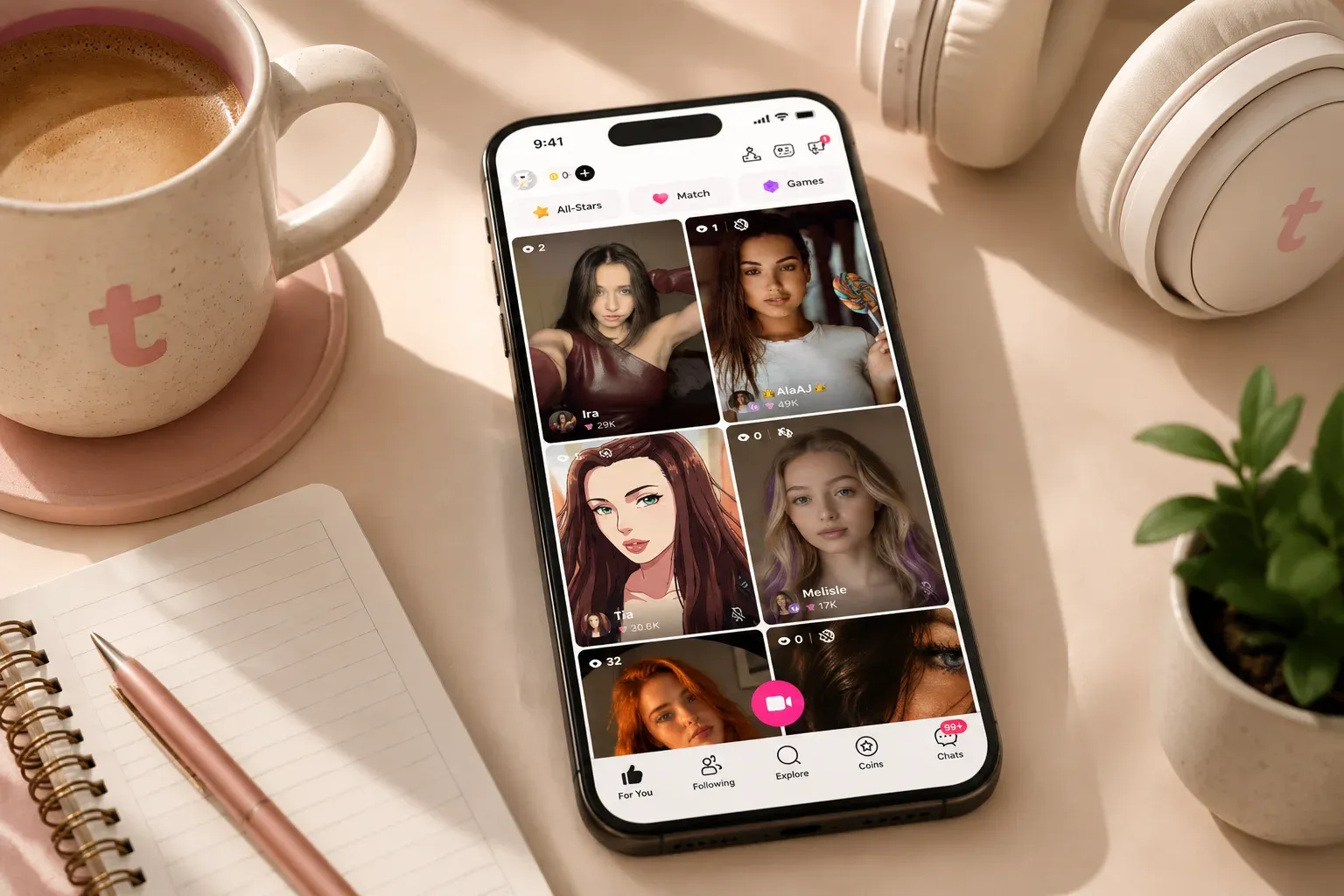 Video chat app discovery screen