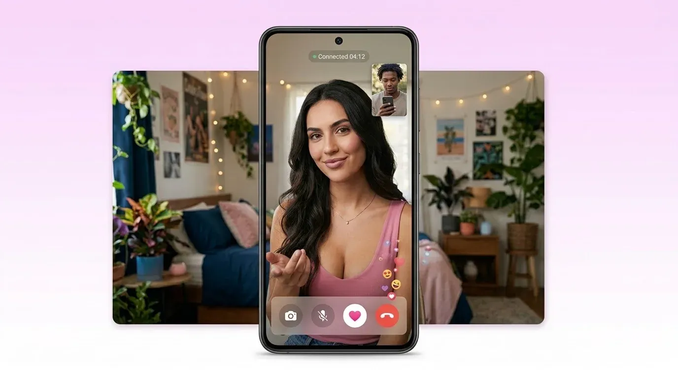 Young woman on a 1-on-1 video call on smartphone screen