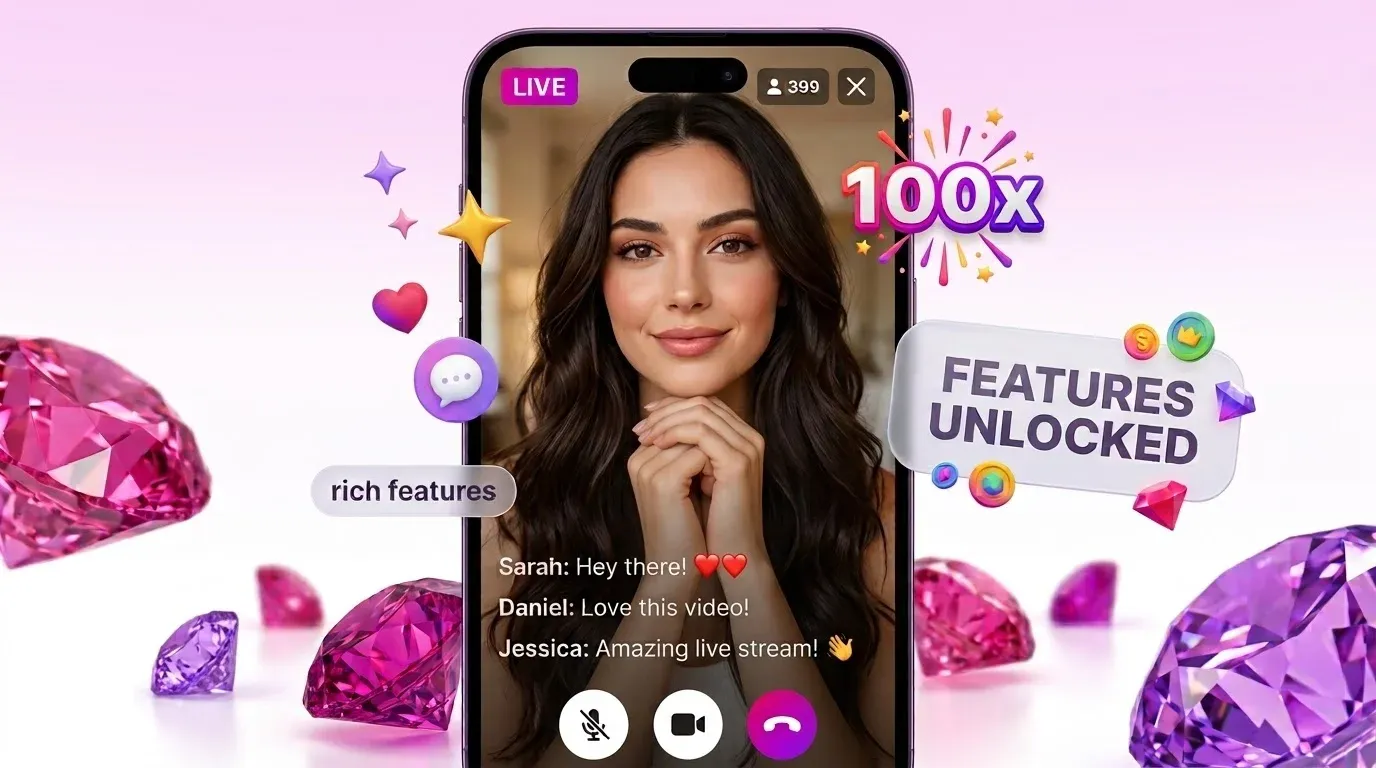 Live stream on a phone woman