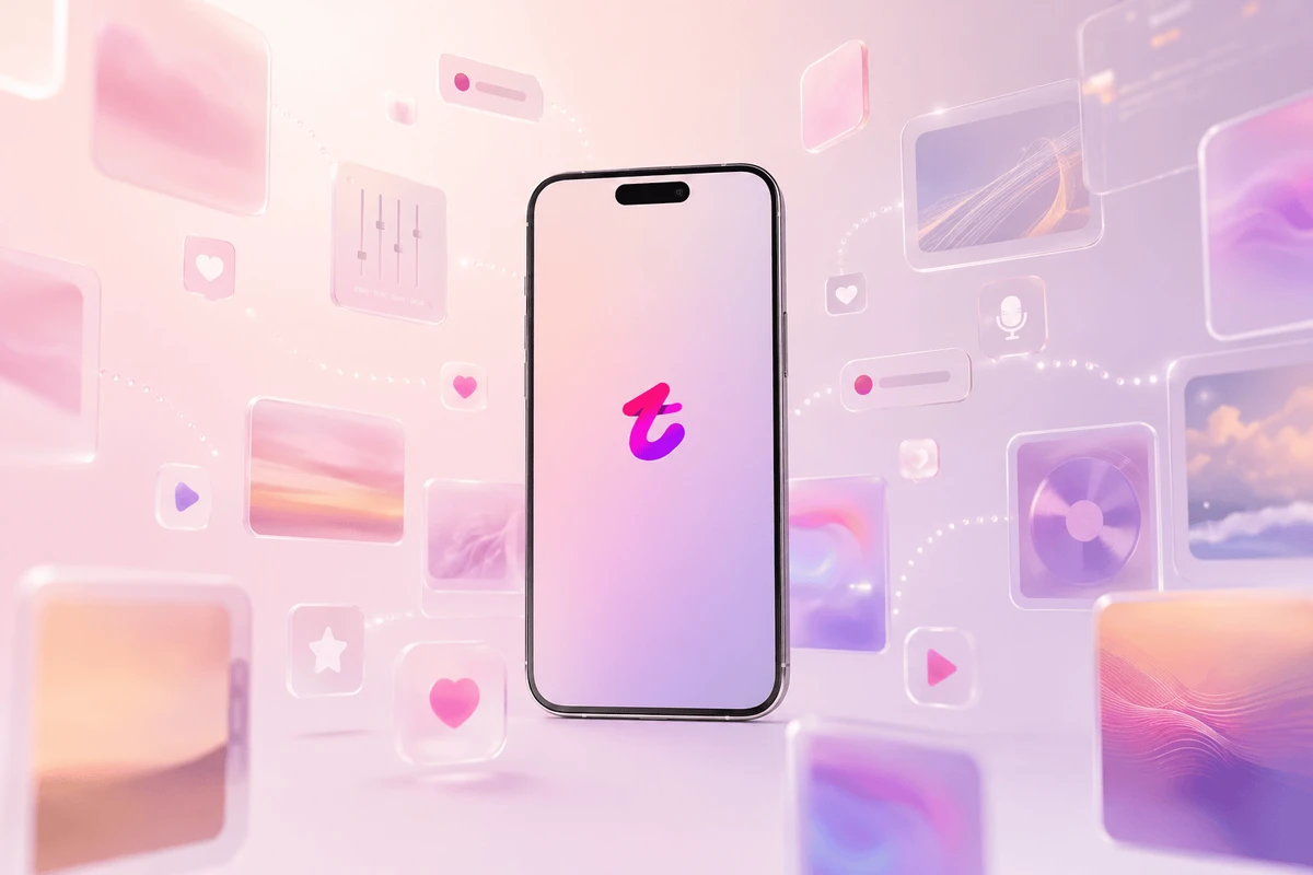 Tango Live app on smartphone with floating platform feature icons