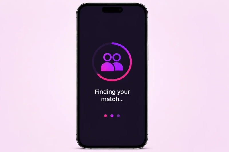 Random video chat matching and filters interface